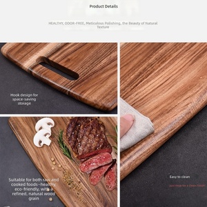 Planche à découper rectangulaire en bois d'acacia, bloc de découpe en grain de bois pour la viande, les légumes et les fruits - Product Image 5