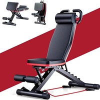Banc de fitness pliable réglable 14-en-1 avec capacité de 450 kg et coussin épais pour entraînement complet du corps à domicile – Chaise romaine