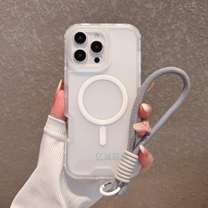Funda Protectora Transparente con Acabado Mate para iPhone 13 14 15 16 Pro Max, Carga Inalámbrica, Cadena Magnética para Muñeca, Anti-caídas - Product Image 6