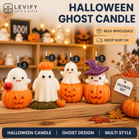 Vela de Cera de Soja para Halloween, Hecha a Mano, con Impresión Tipográfica, Regalo Práctico, Aroma a Calabaza, Crea una Atmósfera Especial