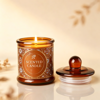 Bougies parfumées artisanales en cire de soja naturelle dans un bocal en verre ambré à motifs vintage, décoration de maison pour les fêtes et Pâques, boîtes cadeaux