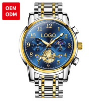 Montre à quartz pour homme OEM ODM 2900 avec logo personnalisé, design tourbillon, multifonctionnelle, phase de lune, chronographe