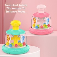 Jouet éducatif pour enfants : carrousel tournant pour la reconnaissance des couleurs et l'apprentissage précoce des bébés, avec des jeux de pression et de rotation à thème de dessins animés