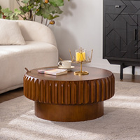 Table basse décorative OVS 37,4 pouces en bois massif MDF, style Mid-Century, avec plateau ondulé côtelé, durable, pour salon et appartement