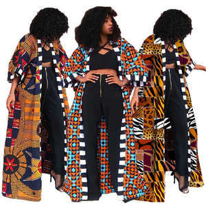 Stile <span class=keywords><strong>etnico</strong></span> africano da <span class=keywords><strong>donna</strong></span> stampato Patchwork Maxi lungo lungo Dashiki Cardigan giacca da <span class=keywords><strong>donna</strong></span> - Product Image 1