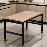 Table de travail pliante en bois d'hévéa, table à manger en bois d'hévéa, établi en bois d'hévéa pour garage