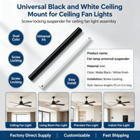 Tige de suspension métallique bicolore Guanghua pour ventilateurs de plafond, surface lisse et enduite pour l'installation de ventilateurs domestiques