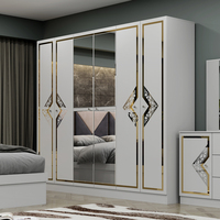 Lit double moderne de grande taille à ossature en bois de grande qualité Suite pour la maison Ensemble de meubles de chambre à coucher en bois turc de luxe complet
