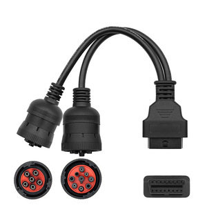 J1708 + J1939 Cable adaptador <span class=keywords><strong>OBD</strong></span> de 6 + 9 pines para camiones, vehículos, coches, lector de código de plástico y analizador de motor - Product Image 1