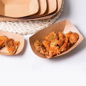 Plateau alimentaire jetable en papier couché kraft rectangulaire au <span class=keywords><strong>meilleur</strong></span> prix, gratuit en matériaux recyclés pour une utilisation au restaurant, service de sushi et de hot-dog - Product Image 4