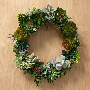 Corona Redonda de Suculentas, Flores Decorativas Hechas a Mano, Estilo Rústico, Material Plástico Sin Iluminación, Paquete de Una Sola Pieza, Alta Calidad - Product Image 1