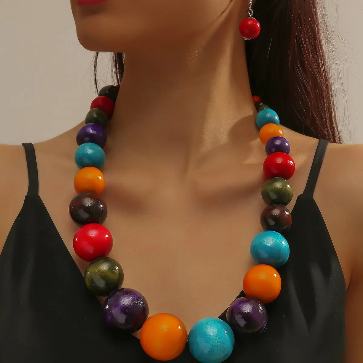 Gioielli di moda 2024 colorati retrò fatti a mano multi-strato collana di perline bohémien etnico africano in legno collane