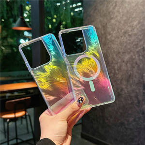 Étui de téléphone magnétique IMD tendance et à la mode avec des plumes colorées dégradées pour Motorola G Stylus 5G - Product Image 6