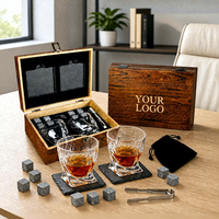 Regalos Corporativos Personalizados, Juego de Vasos de Whisky con Piedras Enfriadoras, Posavasos de Pizarra, Regalo para Hombres, Promociones Empresariales