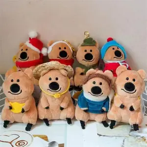 Botu novo atacado kawaii mini urso feio chaveiro de pelúcia sorriso macio dos desenhos animados urso caqui pingente saco crianças presentes mini brinquedos de pelúcia