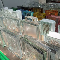 Brique de verre cristal clair pour la construction murale, brique de verre texturée teintée colorée