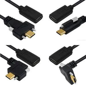 3A 0.3M 5Gbps 10Gbps 4K Gold Plated USB3.0 Type C to Type C Extension Screw Panel Extension Cable