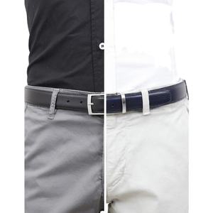 Cintura reversibile fatta a mano italiana girevole su due lati blu nero 3 cm di larghezza di alta qualità Custom uomini 6 pezzi per scatola OEM disponibili - Product Image 1