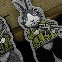 Katten Shit One Konijn Dieren Geborduurde Badges Patch Eco-vriendelijke strijk-op tactische sticker met klittenband canvas stof