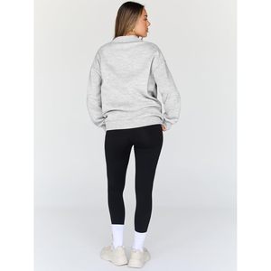 Womens Oversized Sweatshirt <b>Mock</b> <b>Neck</b> Long Sleeve Drop Shoulder Pullover Cotton Blend Knitted Breathable Regular Length <b>Top</b> - Product Image 3