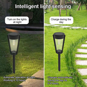 ไฟสวนพลังงานแสงอาทิตย์ LED แสงวอร์มไวท์ IP65 กันน้ำ โคมไฟพลาสติกสำหรับตกแต่งสวนภายนอก - Product Image 2