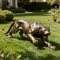 Sculpture de léopard réaliste en bronze sur mesure, taille réelle, statue de guépard sauvage simulée pour la décoration extérieure de villas de luxe et de jardins