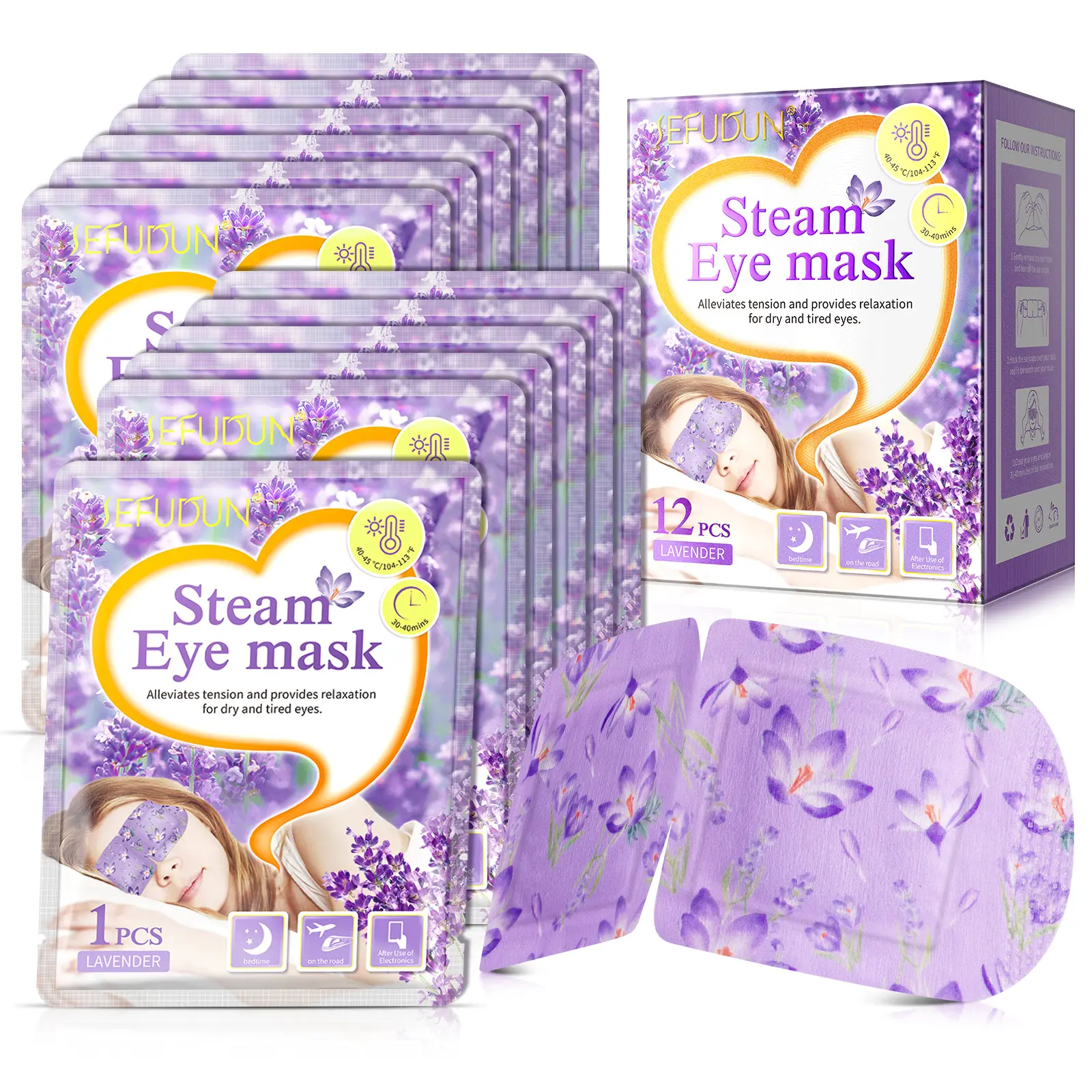 12 paquets soulagement de la fatigue oculaire sommeil chaud masque chauffant lavande chauffage compresse relaxant vapeur masques pour les yeux secs