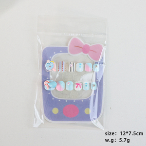 Lot de 12 <span class=keywords><strong>faux</strong></span> ongles pour enfants, en ABS, 3D, dessin animé, détachables, réutilisables, pré-dessinés, pour filles, à presser - Product Image 6