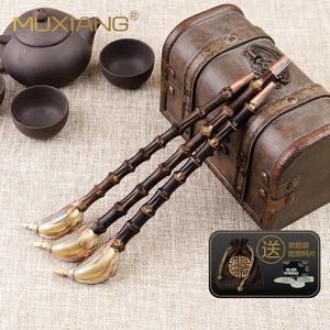 Muxiang Bamboo Joint Smoking Pipe Traditional Craftsmanship Straight Type Tobacco Pipe Gift - Product Image 1