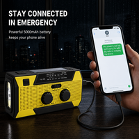 Radio NOAA con Alerta Meteorológica, Manivela Solar, Banco de Energía Recargable de 5000mAh, Linterna LED, Kit de Emergencia Portátil para el Hogar