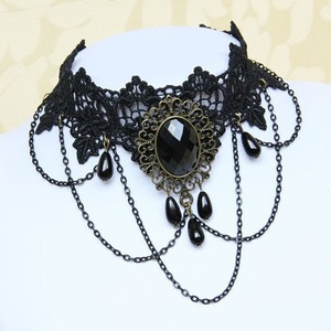 Genuine Popular Black Vintage Geometric Gothic Lace <b>Velvet</b> Zinc Alloy <b>Choker</b> Water Drop Necklace Jewelry for Women Party - Product Image 4