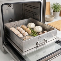 Panier de rangement multifonctionnel en acier inoxydable perforé, nouveau design tendance, avec fond en treillis métallique et poignée avant