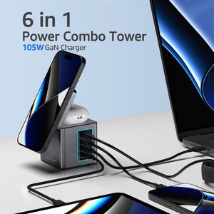 Cargador Inalámbrico Magnético Plegable OEM de 105W, 15W, 5W con Luz LED, Cargador Combinado 6 en 1, Torre de Carga con 3 Puertos USB Tipo C Magnéticos para <span class=keywords><strong>iPhone</strong></span> - Product Image 5