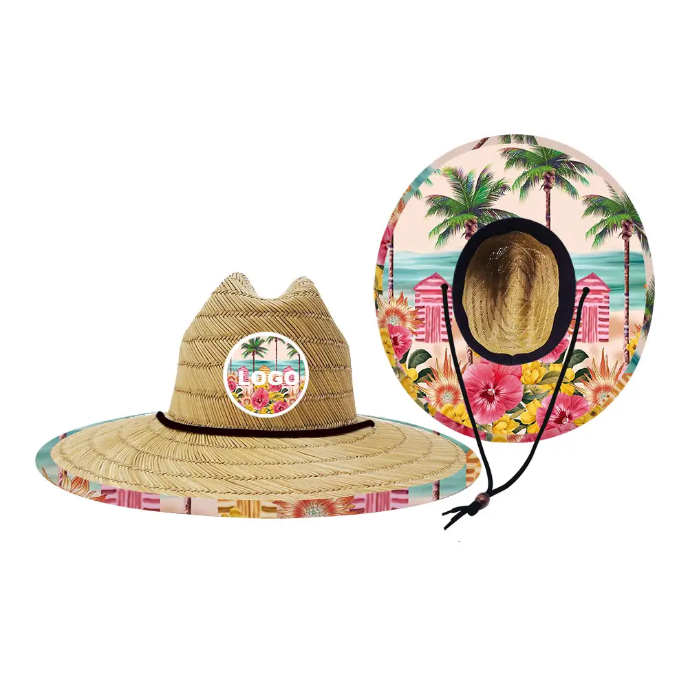 Тропический lifeguard пляжная летняя соломенная шляпа с пальмовыми листьями
