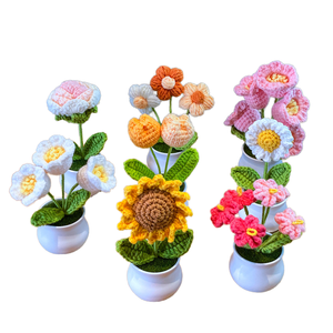 Hete Verkoop Gehaakte Zonnebloem Bonsai Bloem Zachte Handgemaakte Doek Klein Kantoordecor Voor Ruimte Voor Afstuderen Nieuwjaar - Product Image 4