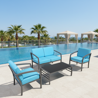Ensemble table et chaises modernes et confortables en aluminium non pliables pour 4 personnes, mobilier de jardin extérieur avec plateau en verre, garantie de 2 ans