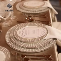 Vente en ligne FENN, service de table en céramique de haute qualité, 16 pièces, avec bordure dorée, vaisselle en porcelaine de luxe pour les mariages