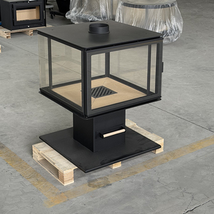 Poêle à granulés métallique moderne avec foyer en verre latéral, écologique et durable, chauffage domestique pour salon, villa, appartement - Product Image 4