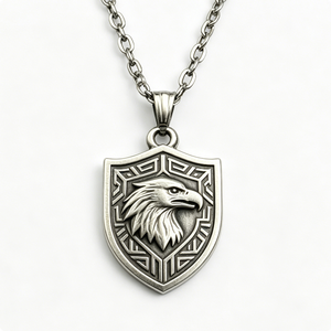 Colgante de escudo de águila de aleación de zinc plateado, forma irregular, grabado en relieve, artesanía metálica, insignia de recuerdo, emblema - Product Image 4