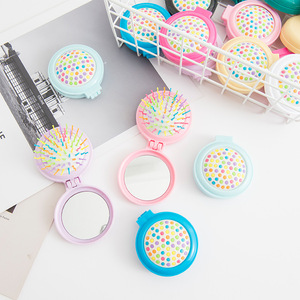 Best Price Round ABS Plastic Foldable Hair Pocket Mirror Comb