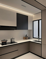 Cuisine complète sur mesure Doria : Armoire de cuisine de luxe au design moderne, durable, avec porte automatique en panneaux de particules et évier en acier inoxydable