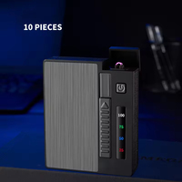Étui à cigarettes à éjection automatique 20 paquets avec briquets à double arc, affichage de la puissance, rechargeable par USB, coupe-vent