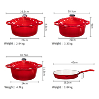 Batterie de cuisine de bonne qualité en gros d'usine poêle à frire ensemble de cuisson en fonte de quatre pièces