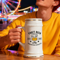 Mug à bière en céramique Topjlh 22oz avec poignée, bord doré, mug blanc vierge pour sublimation, impression de logo personnalisé