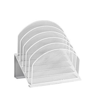 Metal Mesh Inclined Desk <b>File</b> <b>Organizer</b> 5-Section Vertical <b>File</b> Folder Holder Stand Metal Rack <b>File</b> Sorter Desk <b>Organizer</b> - Product Image 5