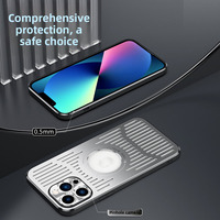 Casing Ponsel Logam Pendingin Magnetik untuk iPhone 16Pro 15, Bernapas, Pelindung Lensa Penuh, Anti Guncangan, Anti Gores, Anti Sidik Jari