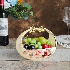 Panier de fruits floraux en or écologique de haute qualité petit panier de présentation en <span class=keywords><strong>porcelaine</strong></span> pour décor de table de cuisine - Product Image 4