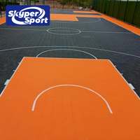 Dalles de sol pour terrain de basket-ball haute résistance 16 mm, antidérapantes, pour extérieur, emboîtables, anti-UV, double couche, grille croisée