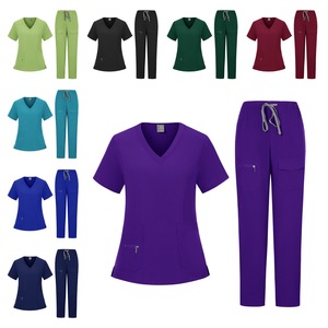 Nurse Uniform Set Women's Purple V-Neck Top And Straight Leg Pants With Pockets For Hospitals Clinics Beauty Salons - Product Image 4