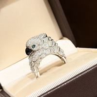 Bague de fiançailles de luxe personnalisée en argent sterling 925 avec micro-pavés de zircon cubique, bague perroquet